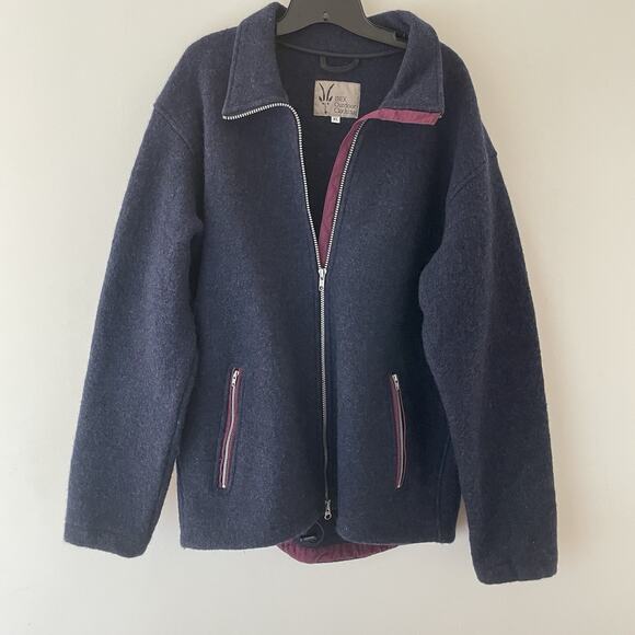 Ibex Women’s Navy Blue 100% Wool Full Zip Jacket USA Made Hiking Outdoors - Picture 1 of 8